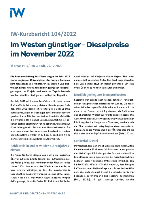 Im Westen günstiger – Dieselpreise im November 2022