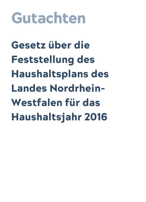 Gesetz über die Feststellung des Haushaltsplans des Landes Nordrhein-Westfalen für das Haushaltsjahr 2016