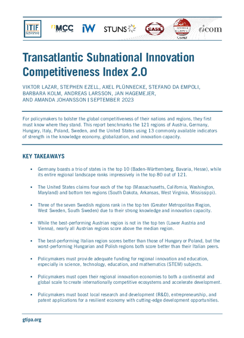 Transatlantic Subnational Innovation Competitiveness Index 2.0