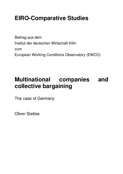 Multinational companies and collective bargaining