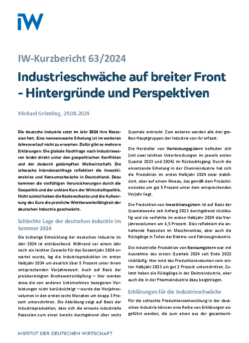 Industrieschwäche auf breiter Front – Hintergründe und Perspektiven