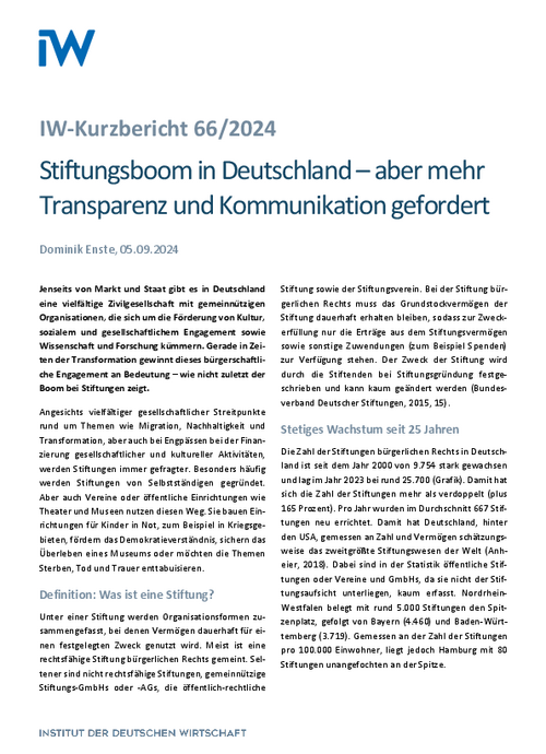 Stiftungsboom in Deutschland – aber mehr Transparenz und Kommunikation gefordert