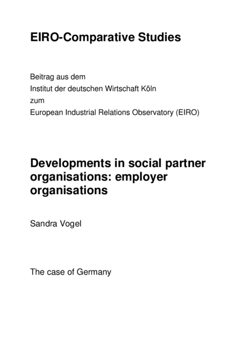 Developments in social partner organisations