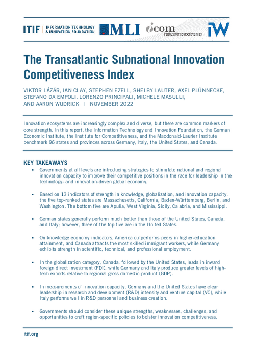 The Transatlantic Subnational Innovation Competitiveness Index