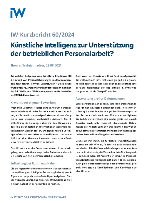 Künstliche Intelligenz zur Unterstützung der betrieblichen Personalarbeit?