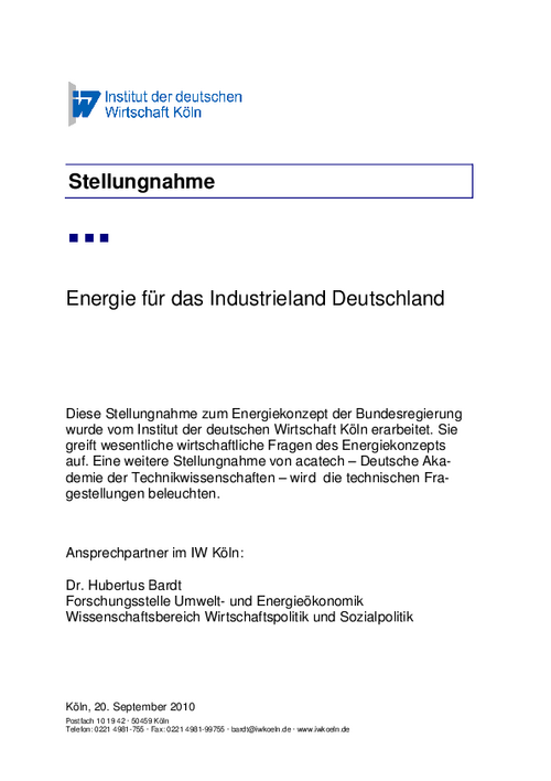 Energie für das Industrieland Deutschland