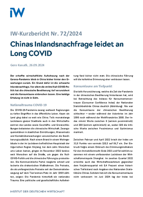 Chinas Inlandsnachfrage leidet an Long COVID